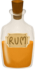 watercolor rum bottle