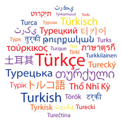 Turkish Language Word Cloud in Different Languages of the World Vector Illustration