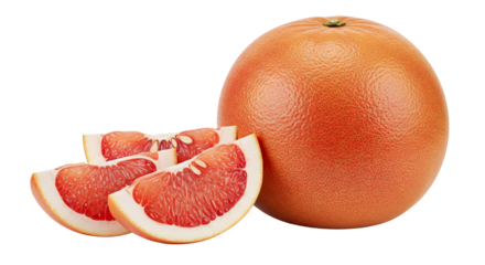 Juicy grapefruit slices and whole fruit bright citrus tones. AI Generated