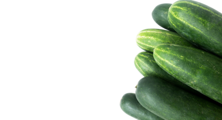 cucumber with empty space for text isolated on white background