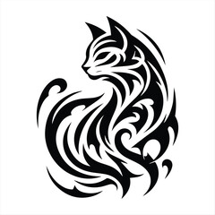 Tribal Cat Tattoo Design – Elegant Feline Artwork © Faria Yasmin Tarin