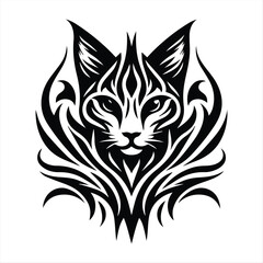 Tribal Cat Tattoo Design – Elegant Feline Artwork