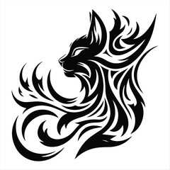 Tribal Cat Tattoo Design – Elegant Feline Artwork