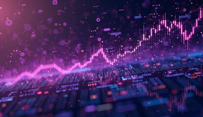 Obraz premium Stock market data visualization with glowing trend line in 3D space 