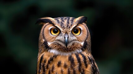 Fototapeta premium Majestic owl with striking eyes and intricate feather patterns c