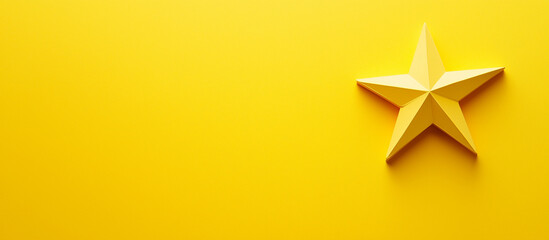Obraz premium minimalist star symbol on the right side, simple design for branding and marketing material, yellow background, copy text
