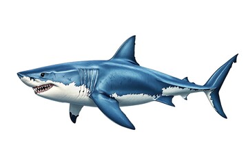 Fototapeta premium Realistic Great White Shark Illustration – Powerful Marine Predator with Sharp Teeth and Streamlined Body