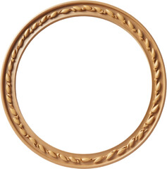 Obraz premium Beige Circle Frame with Leaf Accents and transparent background