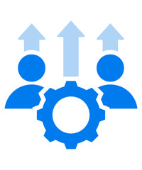 Gear operation or team management icon with two tone