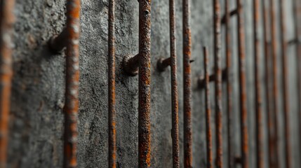 Rusty rebar wall, urban decay, texture (1)