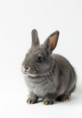 Fototapeta premium Gray rabbit studio shot soft light calm ambiance. AI Generated