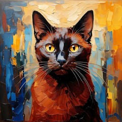 Artistic Burmese Cat in Rich Colors