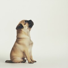Obraz premium Animals Pug Puppy Scene Small Placed Tilted Texture.