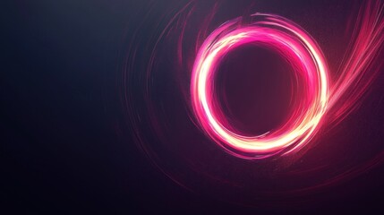 Abstract Pink Neon Circle Light Trails, Glowing Energy Vortex