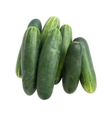 group of fresh cucumbers isolated on white