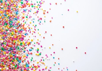 Colorful sprinkles border on white background