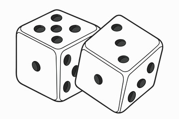 25 White dice, gaming cubes, black dots, pair of dice, close-up, crisp details, soft lighting, smooth surface, gambling, board game elements, simple composition, minimalist aesthetic, stark contrast, 