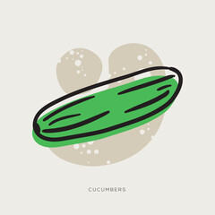 Cucumbers, freehand-style drawing in Doodle style.