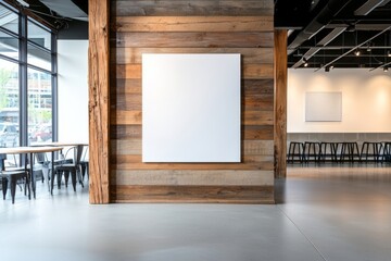 Contemporary Workspace Design Featuring Vertical Wood Accents and Minimalist Aesthetic