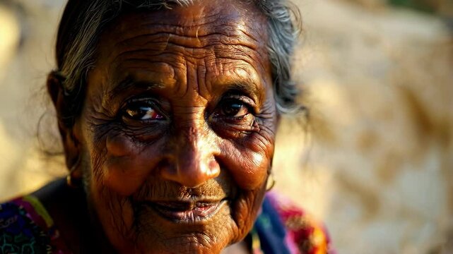 Mexican Cocinera,  Elder Wisdom, 4K Cinematic Portrait An intimate and powerful 4K portrait capturing the weathered face of a 75-year-old Mexican cocinera (cook) in stunning detail.