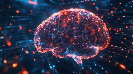 Cybernetic AI Brain Visualizing Futuristic Learning