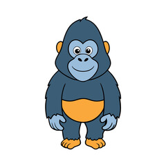Obraz premium Cute Gorilla Cartoon Vector Illustration