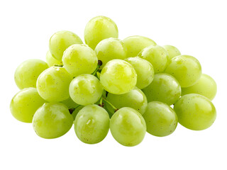 Vibrant green grapes in a clean textured cluster against a white background