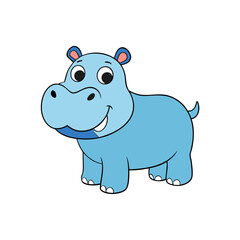 Cute Hippopotamus Cartoon Vector Illustration
