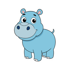 Fototapeta premium Cute Hippopotamus Cartoon Vector Illustration