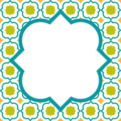 Middle eastern art, frame, background, banner with place for text. Graphic silhouette arabian ornament, isolated on white background. Vector illustration.