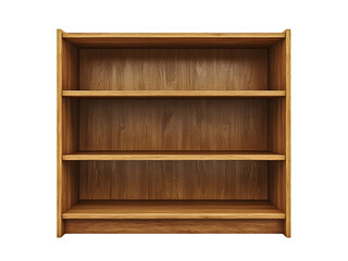 Empty oak bookcase on white background