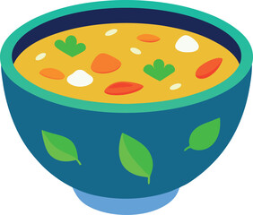 A bowl of soup with carrots and parsley