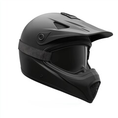Fototapeta premium matte black motocross helmet, angled slightly, with a visor and chin guard