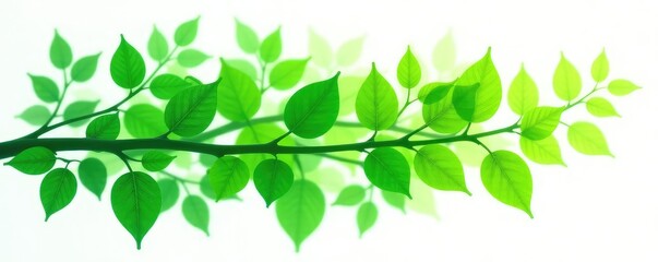 Obraz premium Branches of different shapes and sizes on white background, overlapping each other, shapes, overlap, green