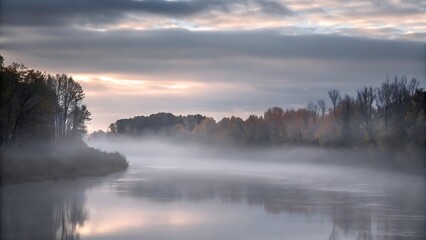 Fototapeta premium Misty River at Dawn