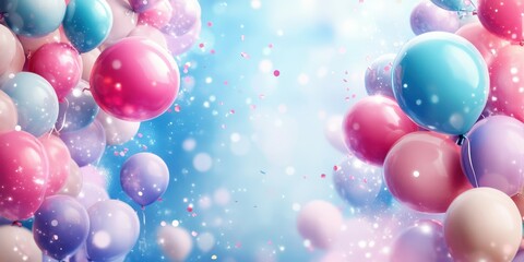 Celebration filled with colorful balloons and confetti creating a festive atmosphere for a joyful occasion