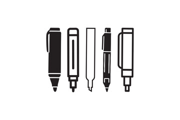 Marker pen vector silhouettes image made by adobe illustrator.