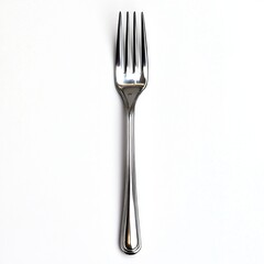 Silver fork on white background.