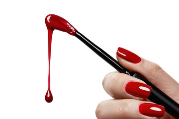 Red nail polish dripping brush