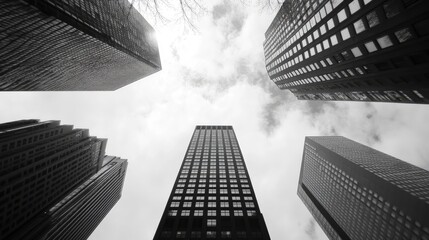 City Skyline Viewed from Below, Urban Architecture