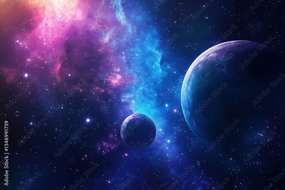 Wall mural abstract planets and space background