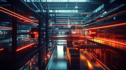 Fototapeta premium Smart Factory Environment with Industrial Automation Technologies