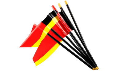 Close Up Of A Group Of Small German Flags With Red Black And Yellow Colors On Transparent Background An Illustration