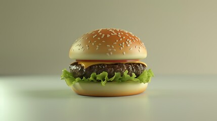 Delicious cheeseburger with lettuce tomato and onion on a Gray background