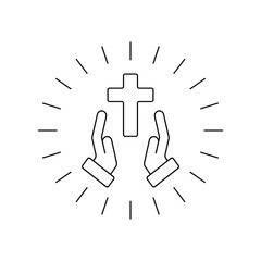 logo design vector praying catholic, christian