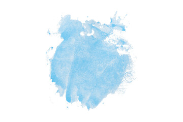 Abstract light blue watercolor painting on transparent background. This is a watercolor splash painting, hand drawn.