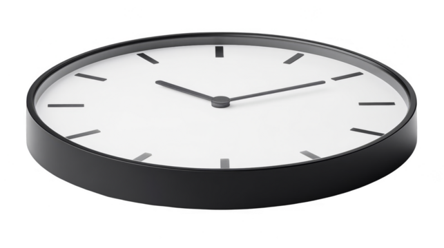 Black And White Analog Clock As A 3d Illustration On Transparent Background Showing Time Measuring Equipment