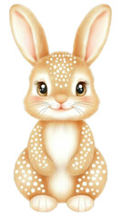 Obraz premium Cute Illustration Of A Brown Bunny Rabbit With White Specks A Transparent Background Featuring Big Eyes Long Ears And A Happy Smile