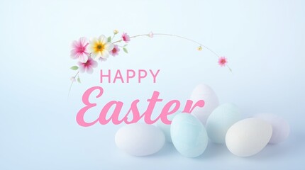 easter greeting card with eggs and flowers
