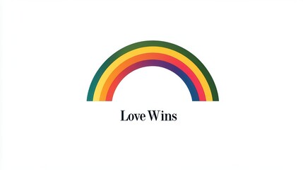 Minimalist Rainbow Arch With Love Wins Text
